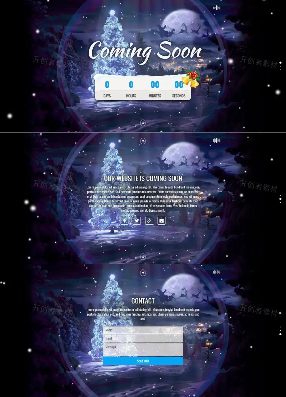 html5带音乐背景的圣诞节倒计时网页模板